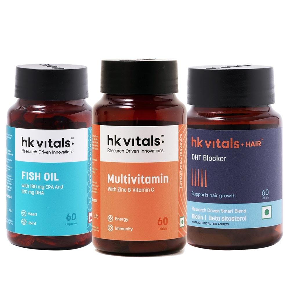 HK Vitals DHT Blocker & Fish Oil & Multivitamin 60 Tabs Combo by HealthKart