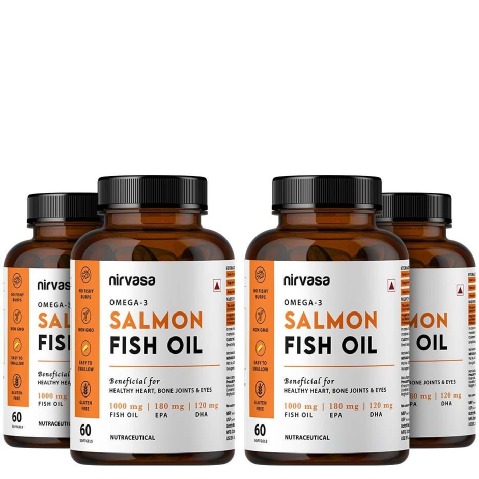 1 - Nirvasa Omega-3 Salmon Fish Oil (Pack of 4),  60 softgels 