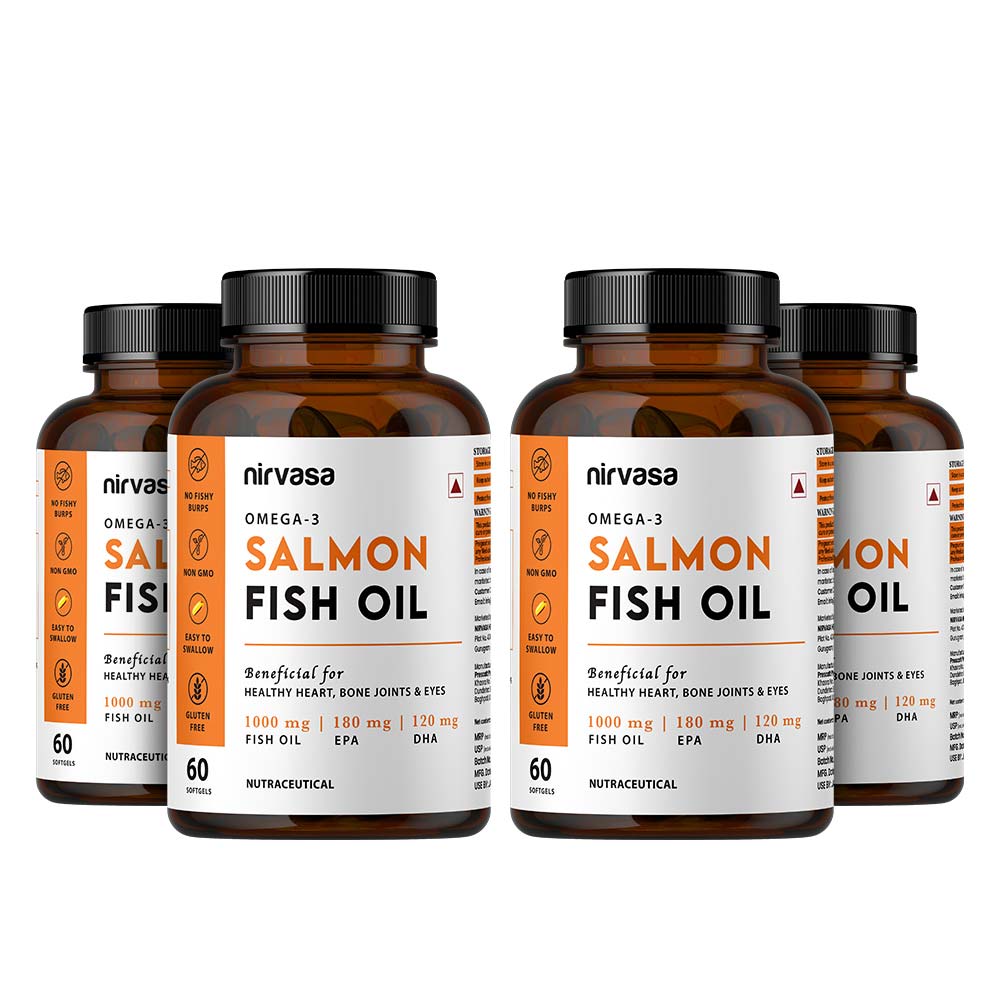 1 - Nirvasa Omega-3 Salmon Fish Oil (Pack of 4),  60 softgels 