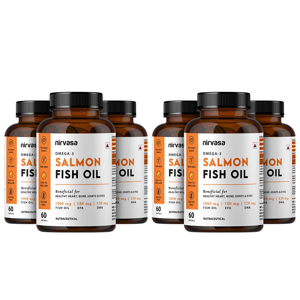 Nirvasa Omega-3 Salmon Fish Oil (Pack of 6),  60 softgels -image-4