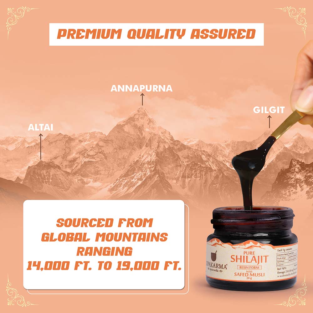 9 - Upakarma Ayurveda Pure Shilajit Resin Form with Safed Musli,  20 g 