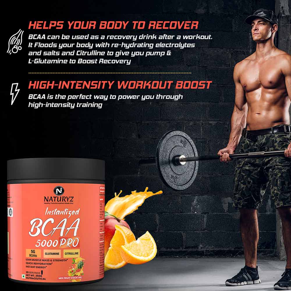 6 - Naturyz Instantized BCAA 5000 PRO,  0.55 lb  25 Servings  Mango Orange Mix 