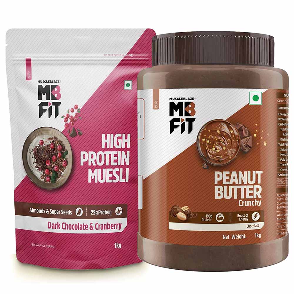 MuscleBlaze High Protein Muesli & Chocolate Peanut Butter 1 kg Combo-picture-15