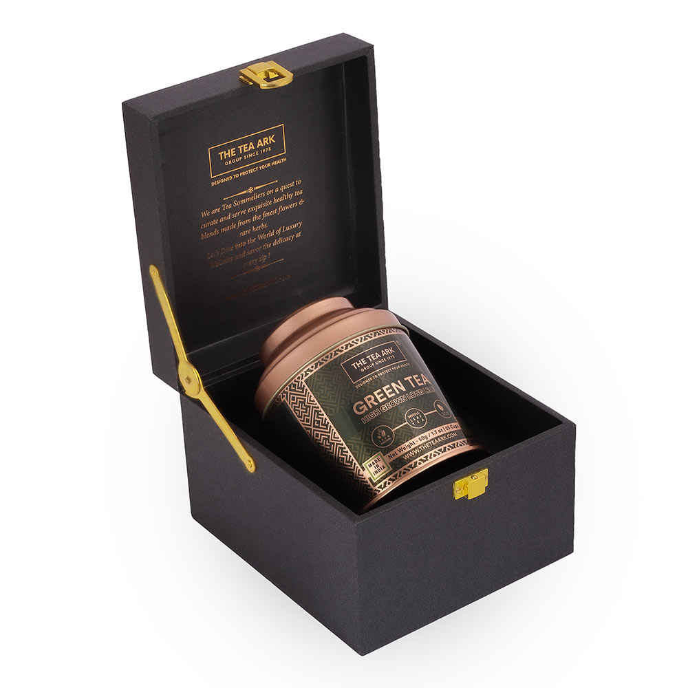 5 - The Tea Ark Delight Tea Gift Box,  50 g  High Grown Long Leaf Green Tea -  Dome Tin 