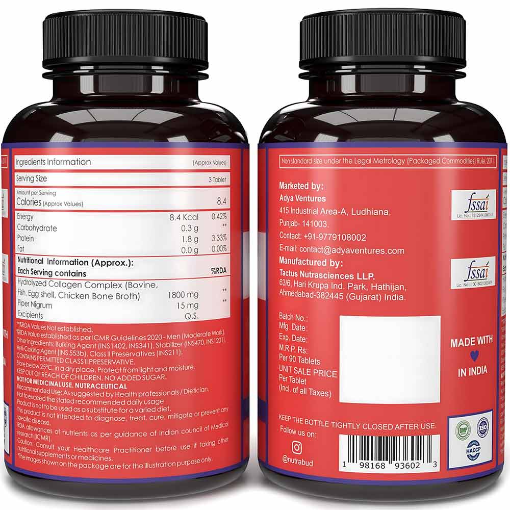 2 - Nutrabud Multi Collagen Complex,  90 tablet(s)  Unflavoured (with All 5 Types of Collagen TYPE I, II, III, V & X) 