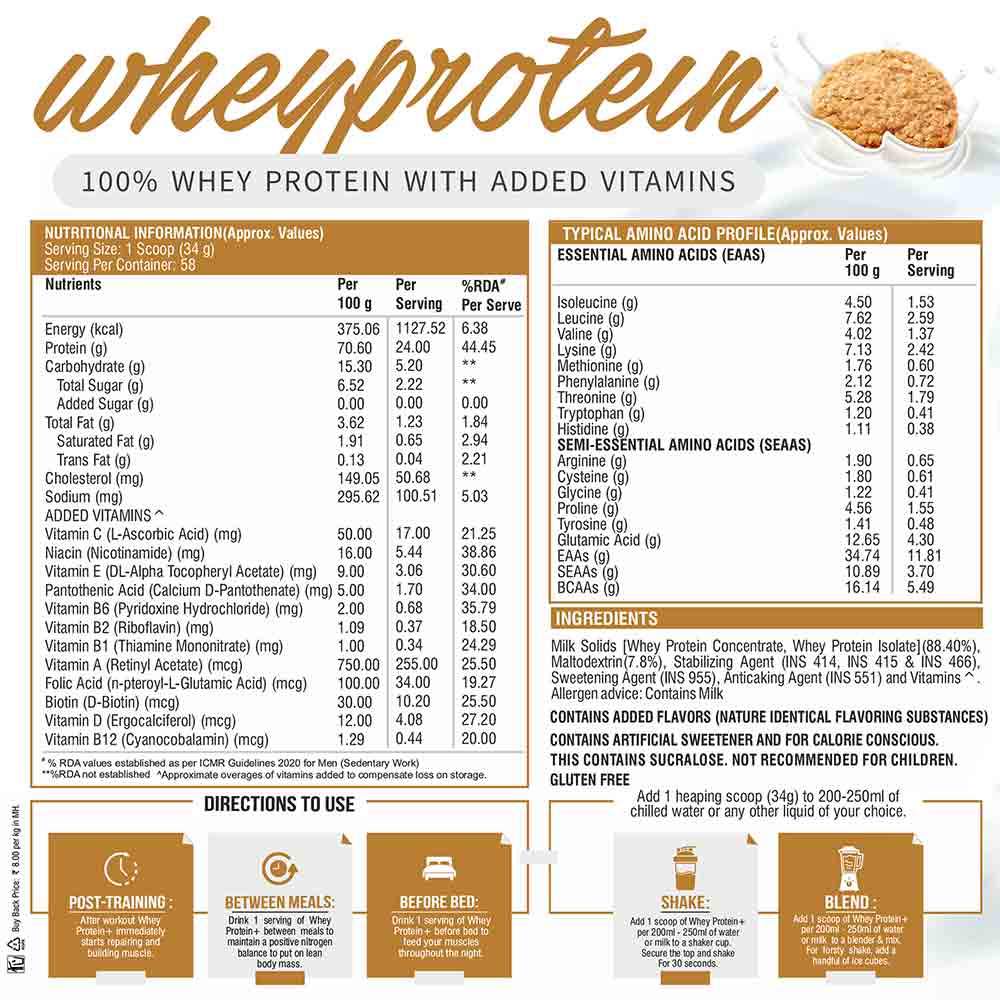 2 - Healthfarm Whey Protein Plus,  4.4 lb  Vanilla Oatmeal Cookie 
