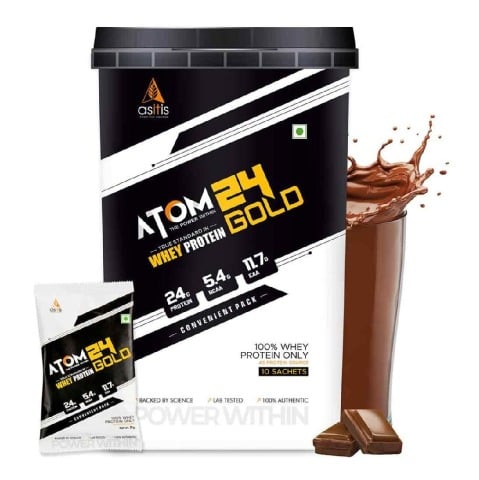 1 - AS-IT-IS Nutrition ATOM 24 Gold Whey Protein,  10 sachets/pack  Chocolate 