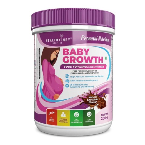 1 - HealthyHey Nutrition Baby Growth Protein for Pregnant Women, Natural Chocolate 200 g