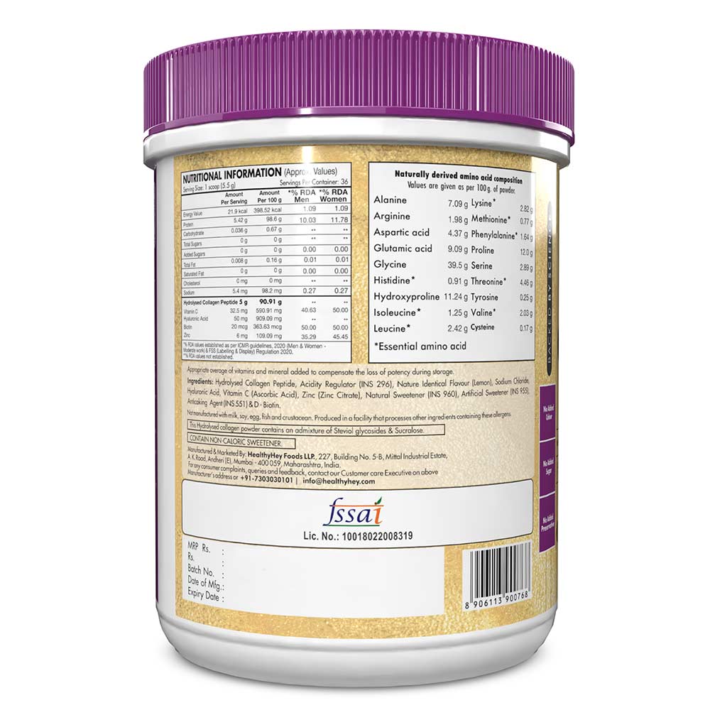 2 - HealthyHey Nutrition Gold Series Hydrolysed Bovine Collagen Type 1 & 3,  200 g  Lemon 