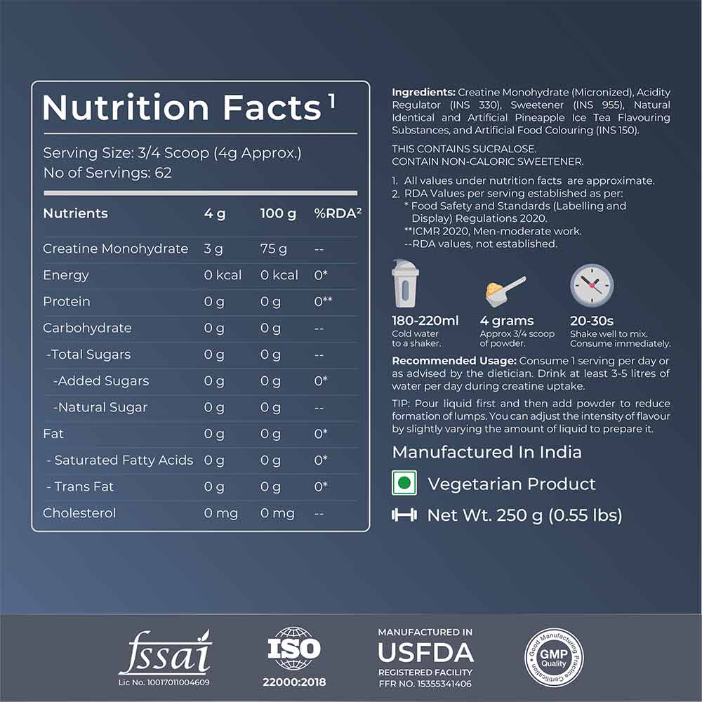 5 - Nutrabay Gold Micronised Creatine Monohydrate,  Pineapple Ice Tea  0.55 lb 