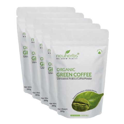 Neuherbs Organic Green Coffee Beans Powder for Weight Loss - Pack of 5,  0.350 kg 