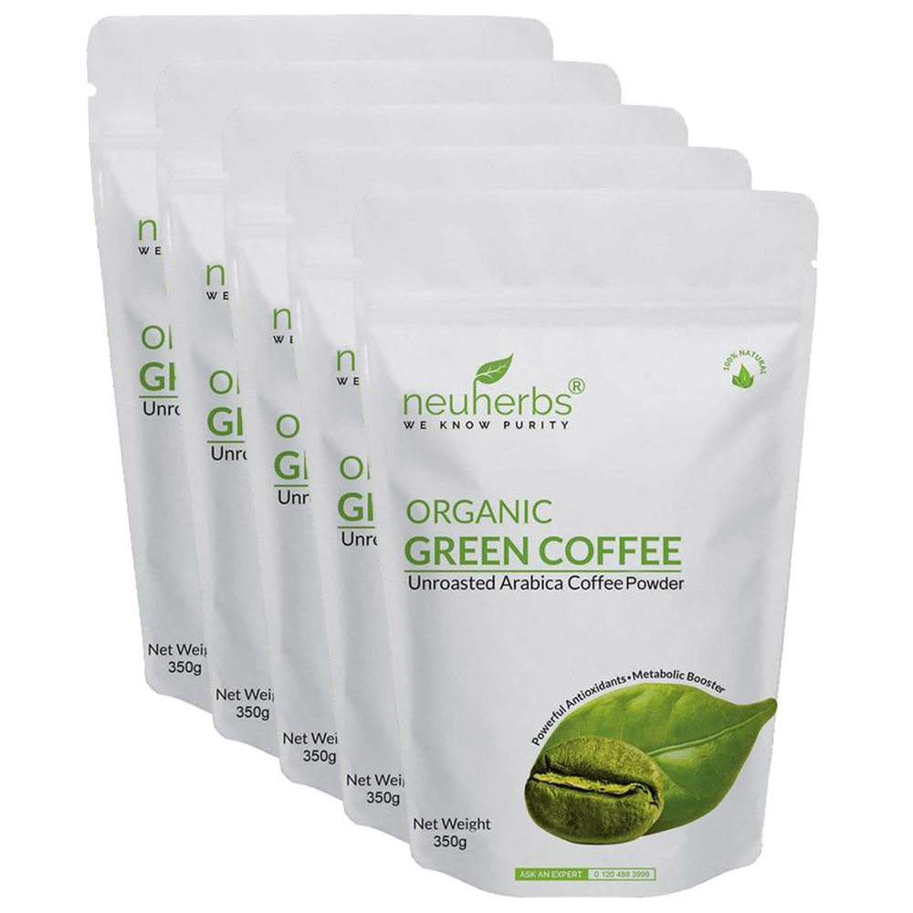 Neuherbs Organic Green Coffee Beans Powder for Weight Loss - Pack of 5,  0.350 kg 