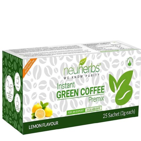 1 - Neuherbs Instant Green Coffee Premix with Lemon, 25 sachets/pack
