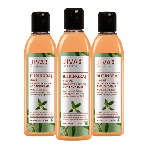 1 - Jiva Ayurveda Bhringraj Hair Oil,  120 ml  for All Hair Types (Pack of 3) 
