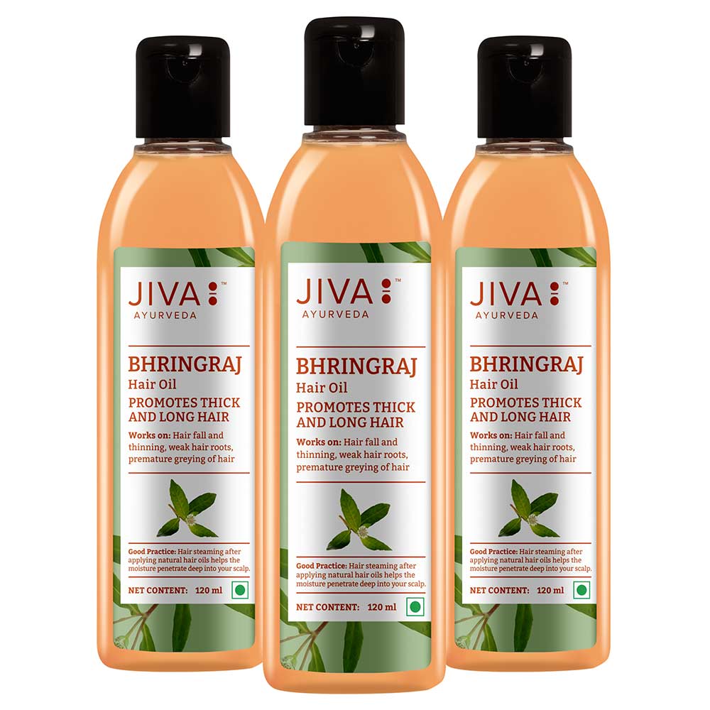 1 - Jiva Ayurveda Bhringraj Hair Oil,  120 ml  for All Hair Types (Pack of 3) 