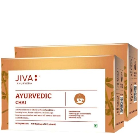 1 - Jiva Ayurveda Ayurvedic Chai,  Unflavoured (Pack of 2)  25 Tea Bag(s) 
