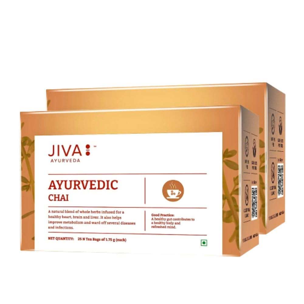 1 - Jiva Ayurveda Ayurvedic Chai,  Unflavoured (Pack of 2)  25 Tea Bag(s) 