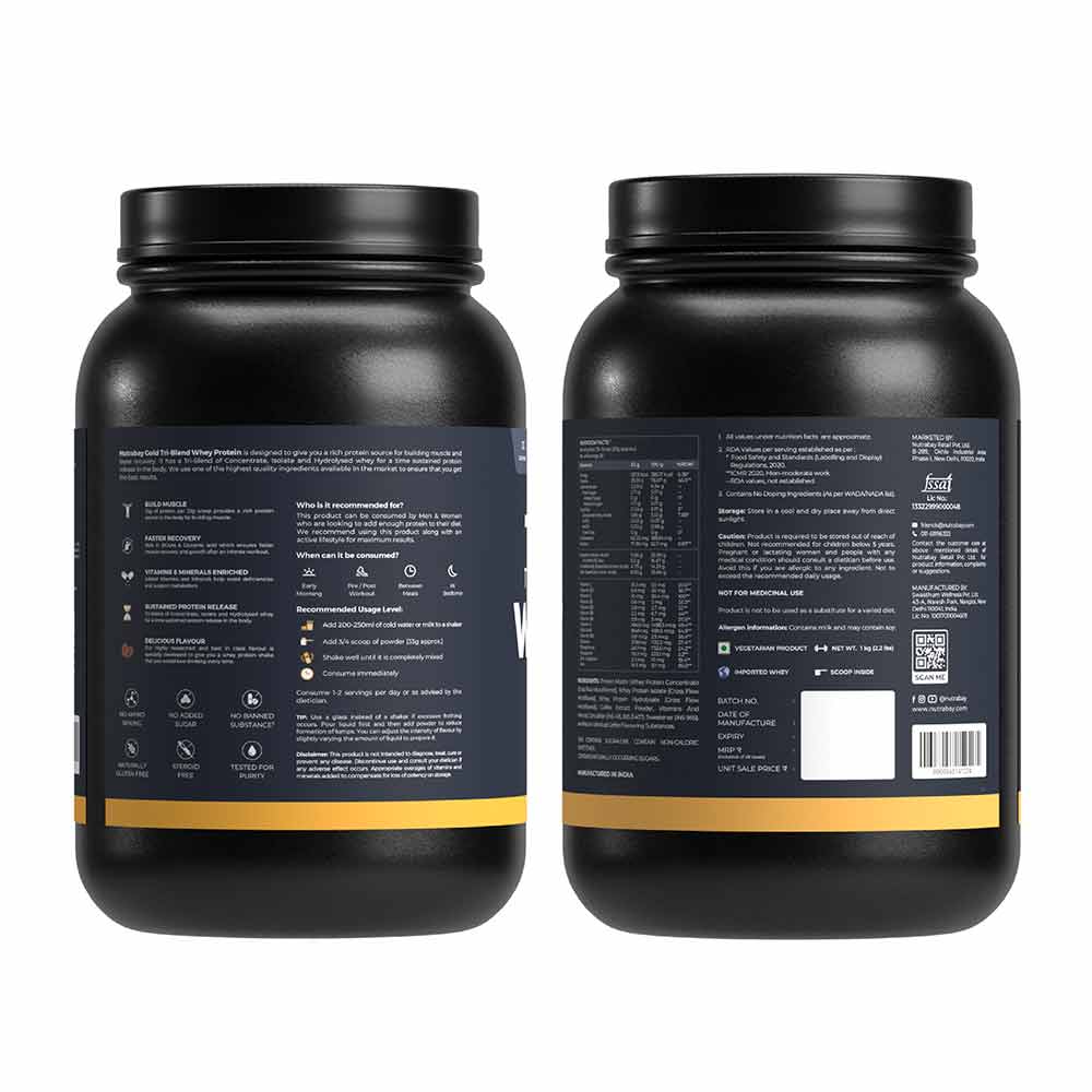 5 - Nutrabay Gold Tri-Blend Whey Protein,  2.2 lb  Cold Coffee 