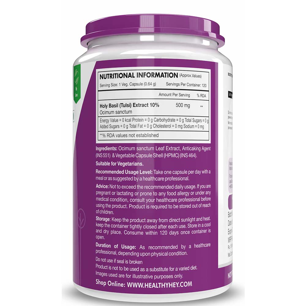 2 - HealthyHey Nutrition Holy Basil (Tulsi) Extract,  120 capsules 