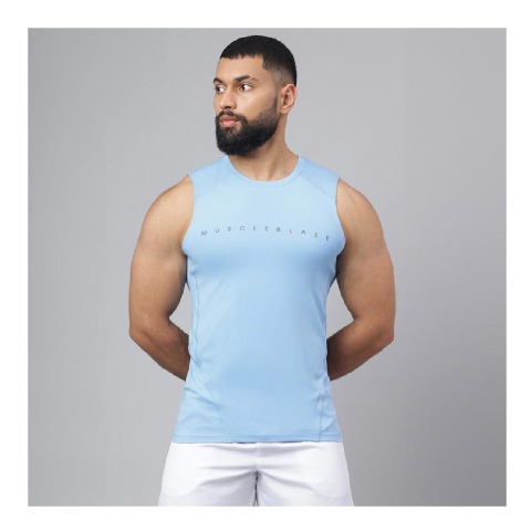 2 - MuscleBlaze Air Tech Compression MuscleTank,  Dusk Blue  Medium 
