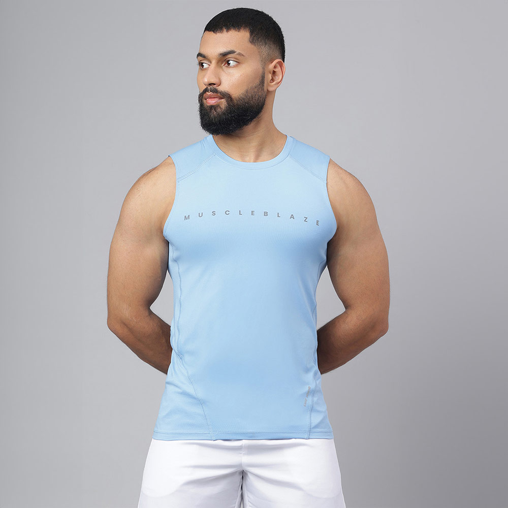 2 - MuscleBlaze Air Tech Compression MuscleTank,  Dusk Blue  Small 