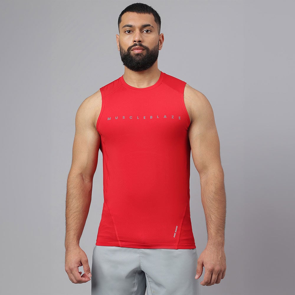 2 - MuscleBlaze Air Tech Compression MuscleTank,  Red  Large 