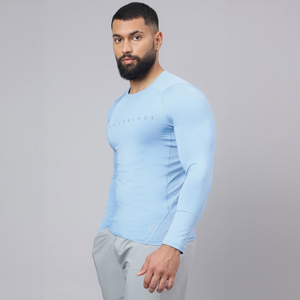3 - MuscleBlaze Air Tech Compression MuscleTee Full Sleeve,  Dusk Blue  Large