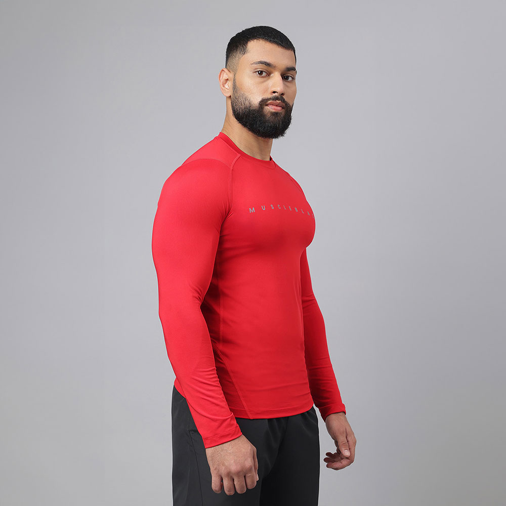 4 - MuscleBlaze Air Tech Compression MuscleTee Full Sleeve,  Red  X-Large