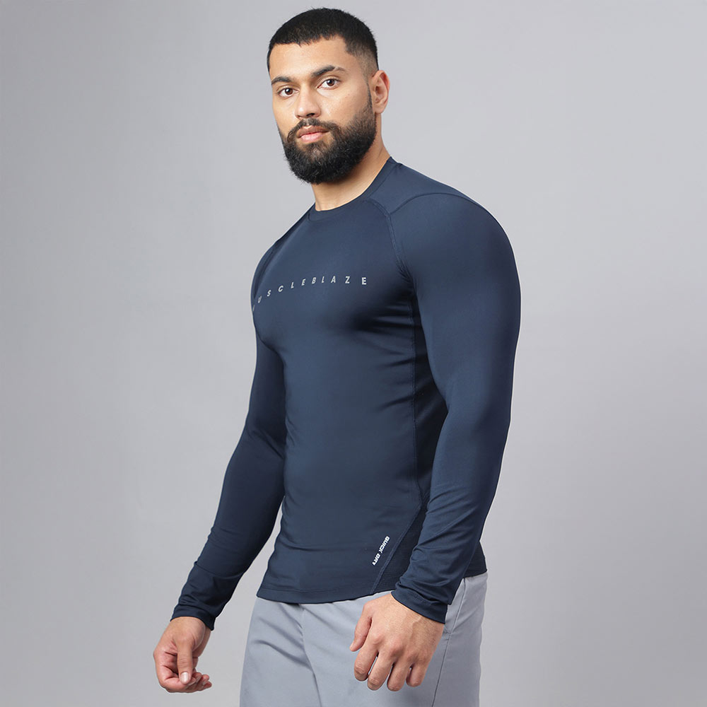 3 - MuscleBlaze Air Tech Compression MuscleTee Full Sleeve,  Navy  X-Large
