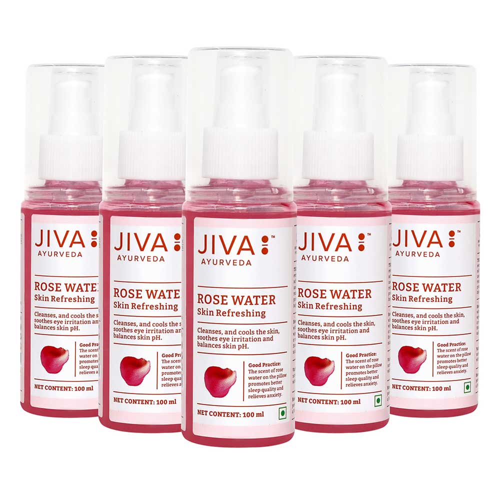 1 - Jiva Ayurveda Rose Water,  100 ml  Skin Refreshing (Pack of 5) 