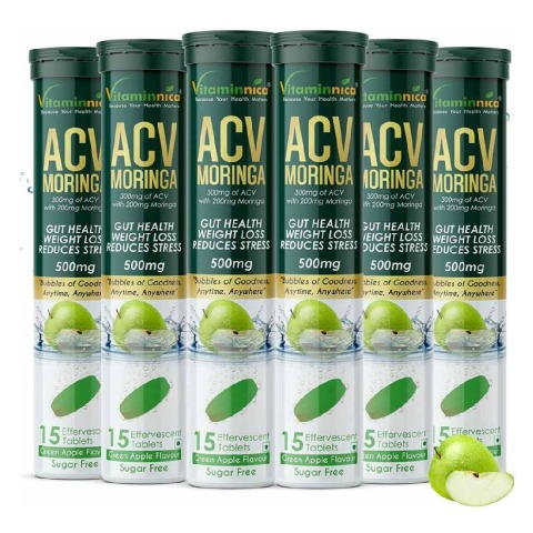 1 - Vitaminnica ACV Moringa, 15 tablet(s) Green Apple (Pack of 6)
