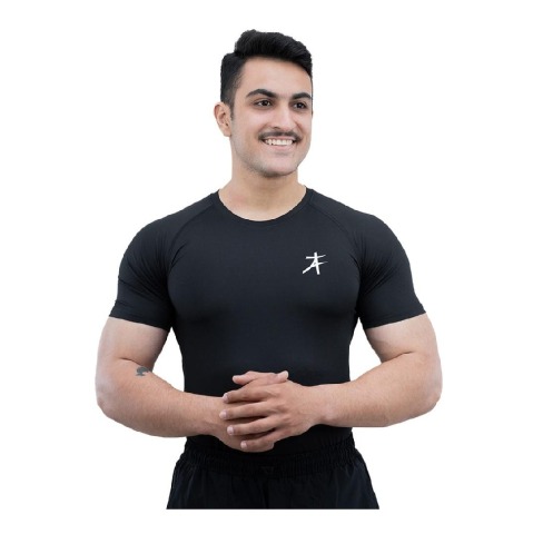 1 - Athflex Men's Half Sleeve Edge Compression T-Shirt,  XXL  Black 