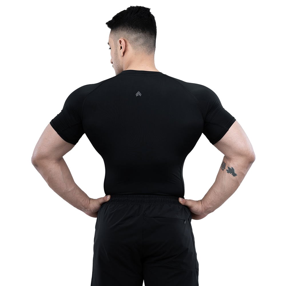4 - Athflex Men's Half Sleeve Ace Compression T-Shirt,  Large  Black 