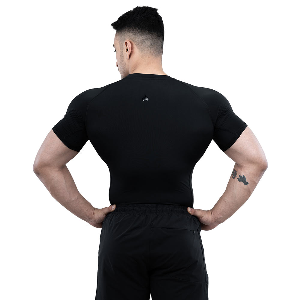 4 - Athflex Men's Half Sleeve Ace Compression T-Shirt,  Small  Black 