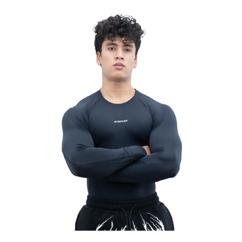 1 - Athflex Men's Full Sleeve Ace Compression T-Shirt,  XXL  Black 