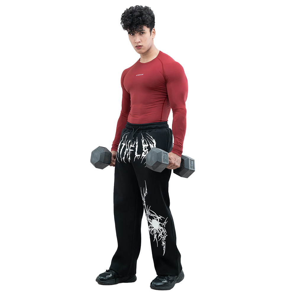 6 - Athflex Men's Full Sleeve Ace Compression T-Shirt,  Medium  Maroon 