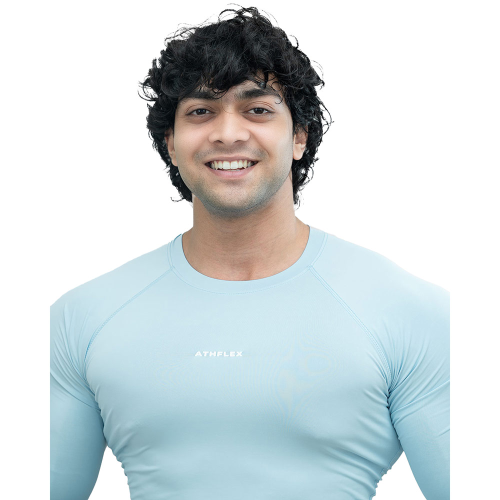 6 - Athflex Men's Full Sleeve Ace Compression T-Shirt,  XXL  Powder Blue 