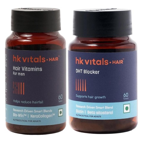 HealthKart HK Vitals Hair Vitamins for Men 60 caps & DHT Blocker with Biotin 60 tabs