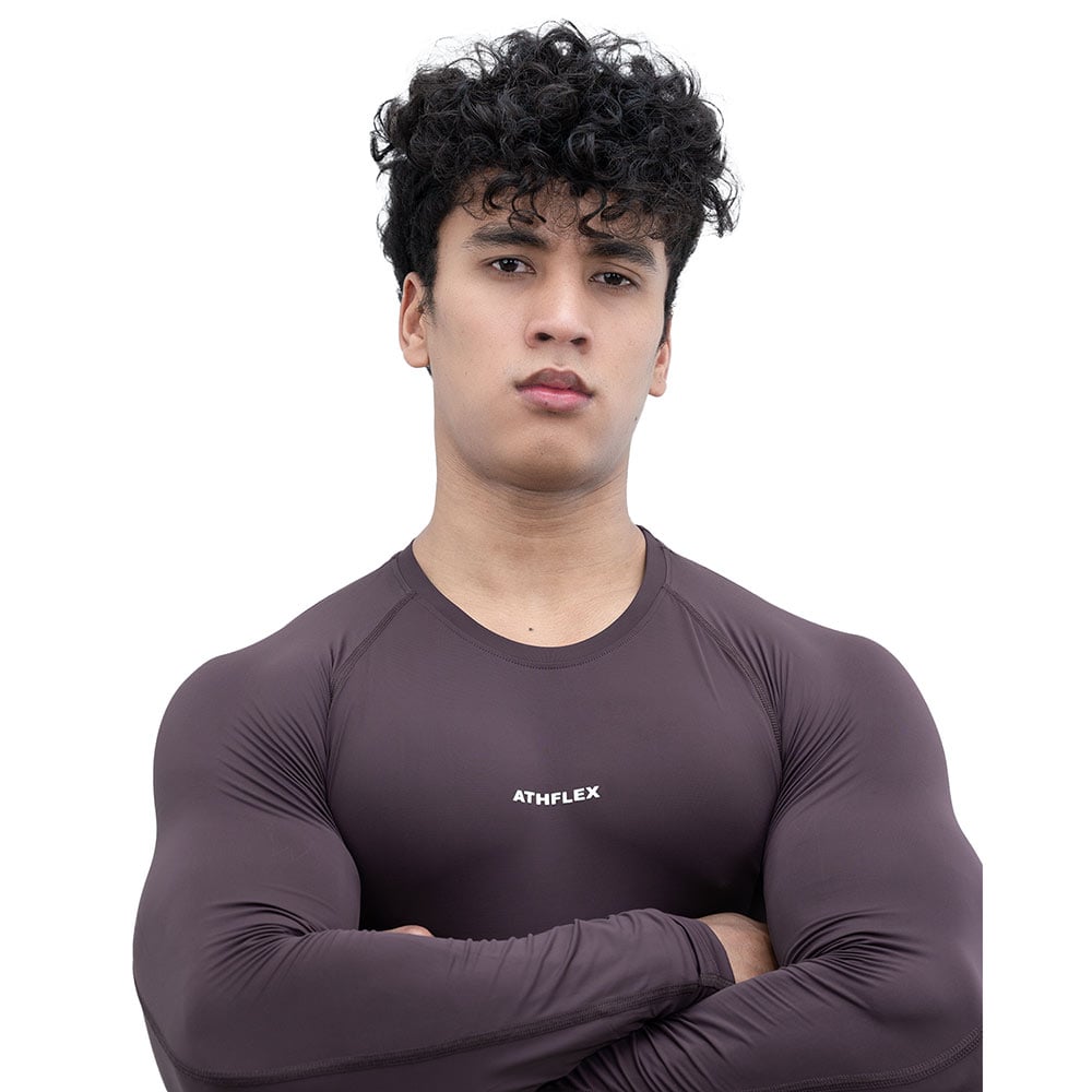 6 - Athflex Men's Full Sleeve Ace Compression T-Shirt,  Large  Aubergine 