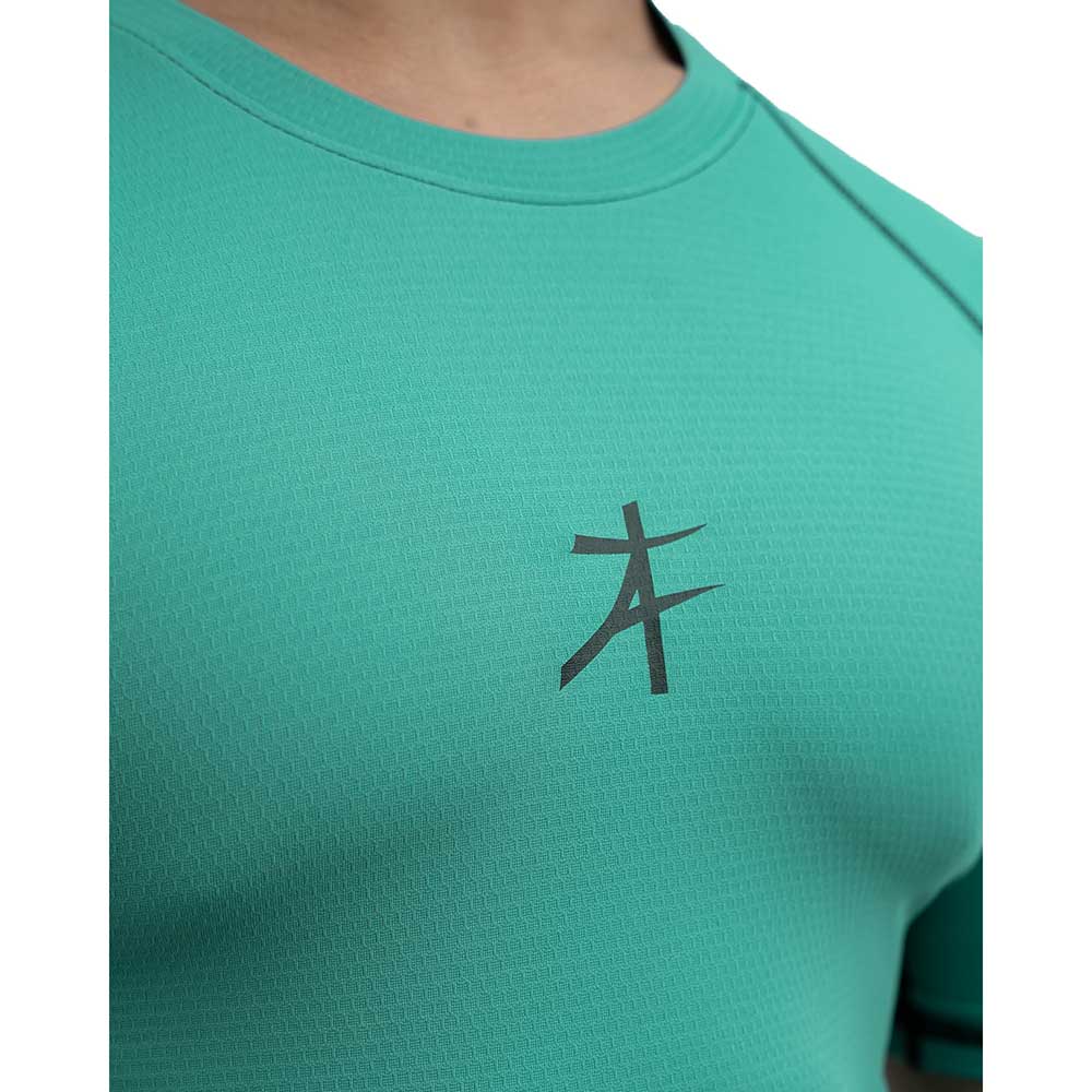 7 - Athflex Men's Muscle Fit Half Sleeve Textured Compression T-Shirt,  Small  Bayside Green 