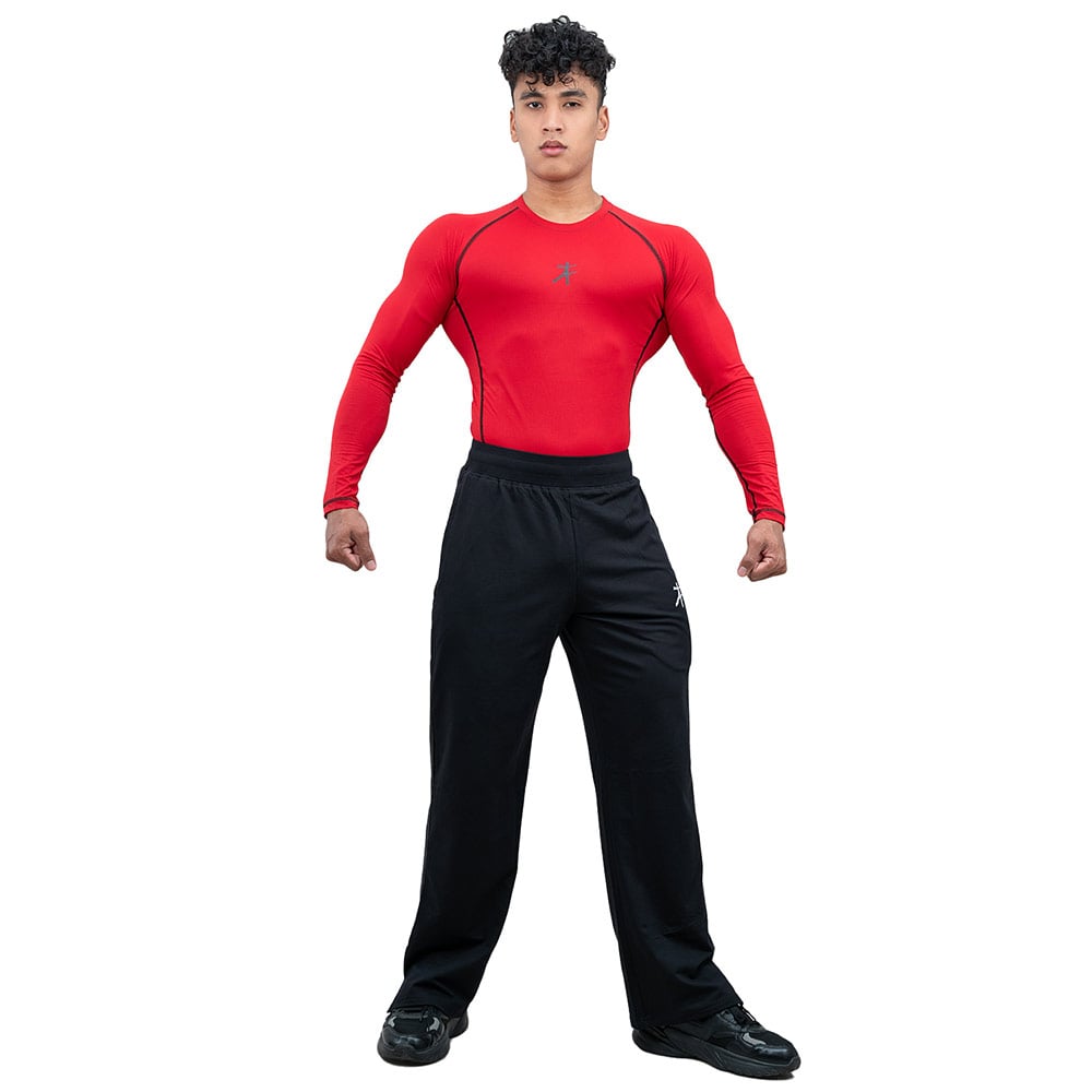 9 - Athflex Men's Muscle Fit Full Sleeve Textured Compression T-Shirt,  XL  Red 