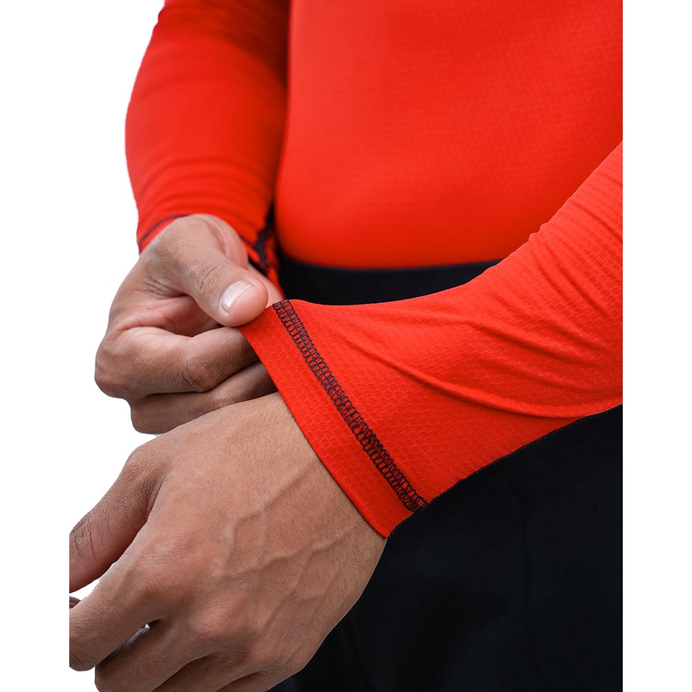 8 - Athflex Men's Muscle Fit Full Sleeve Textured Compression T-Shirt,  Small  Scarlet Orange 