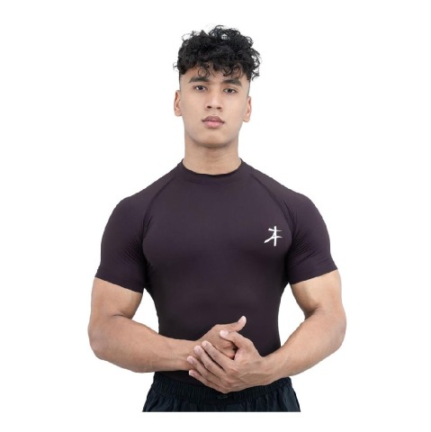 2 - Athflex Men's High-Neck Compression T-Shirt,  XL  Aubergine 