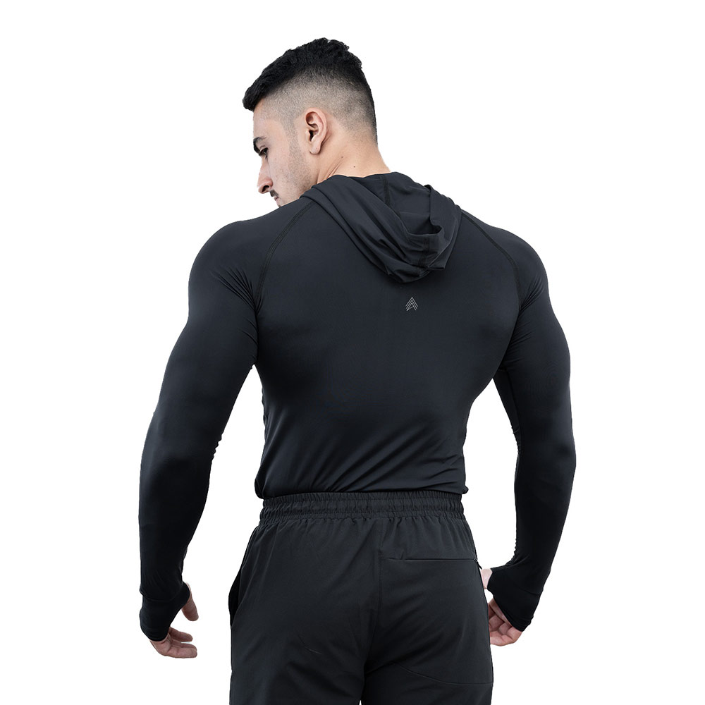 3 - Athflex Men's Performance Assassin Compression Hoodie,  Black  Medium 