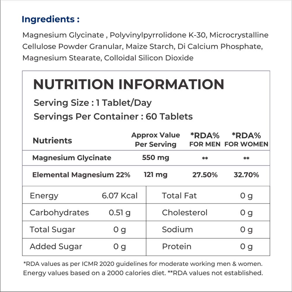 3 - NATURALTEIN Magnesium Glycinate 550mg,  Unflavoured  60 tablet(s) 