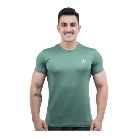 1 - Athflex Men's Round Neck Body Fit Textured T-Shirts,  Medium  Sea Green 