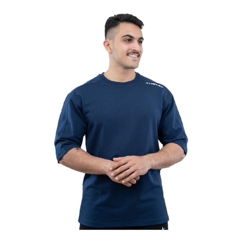 1 - Athflex Men's Flex Ample Oversize T-Shirt,  Medium  Navy Blue 