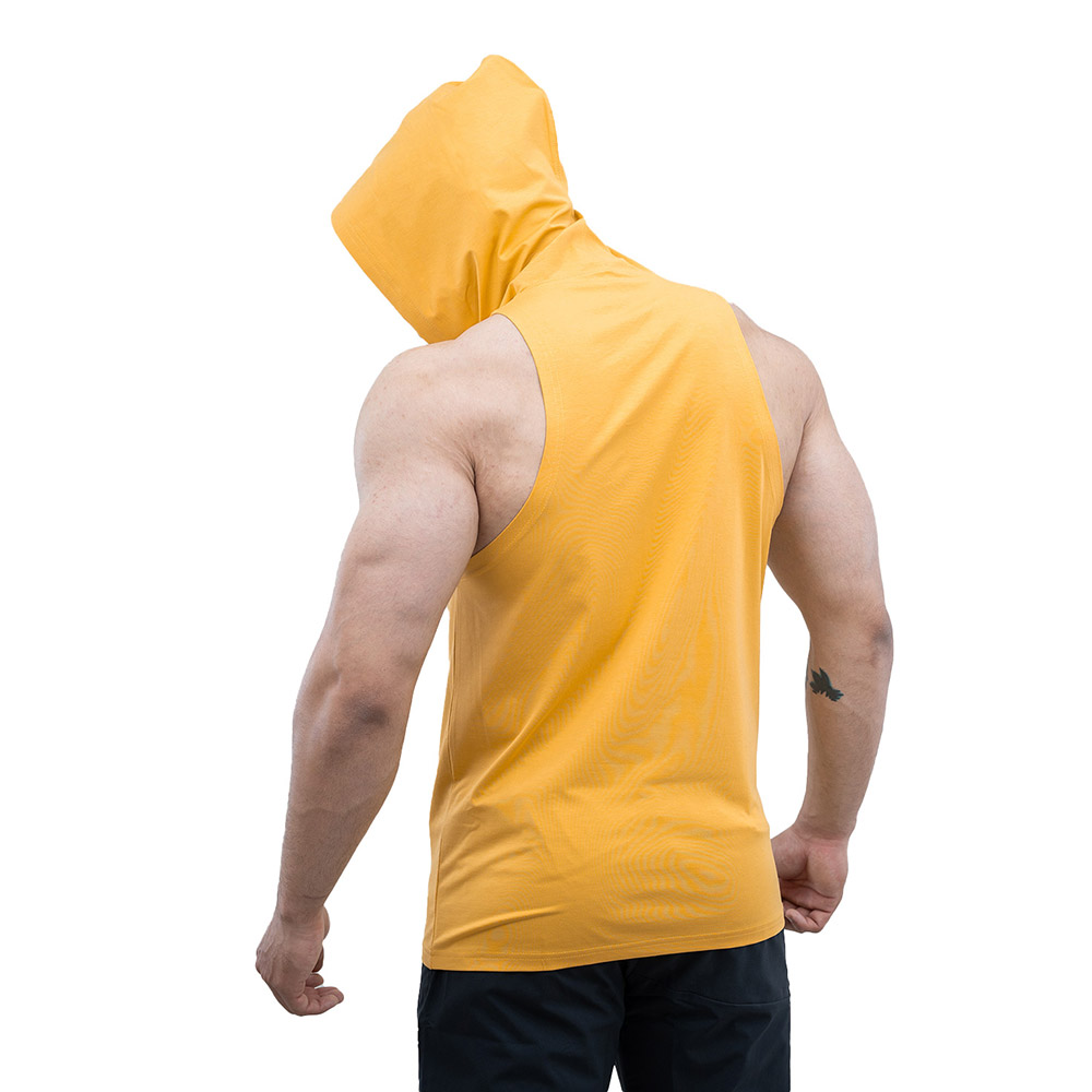 5 - Athflex Men's Activewear Training Sleeveless Gym and Sports Hoodie,  Yellow  XL 