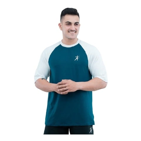 1 - Athflex Men's 90's Oversized Raglan T-Shirt,  Large  Royal Blue 
