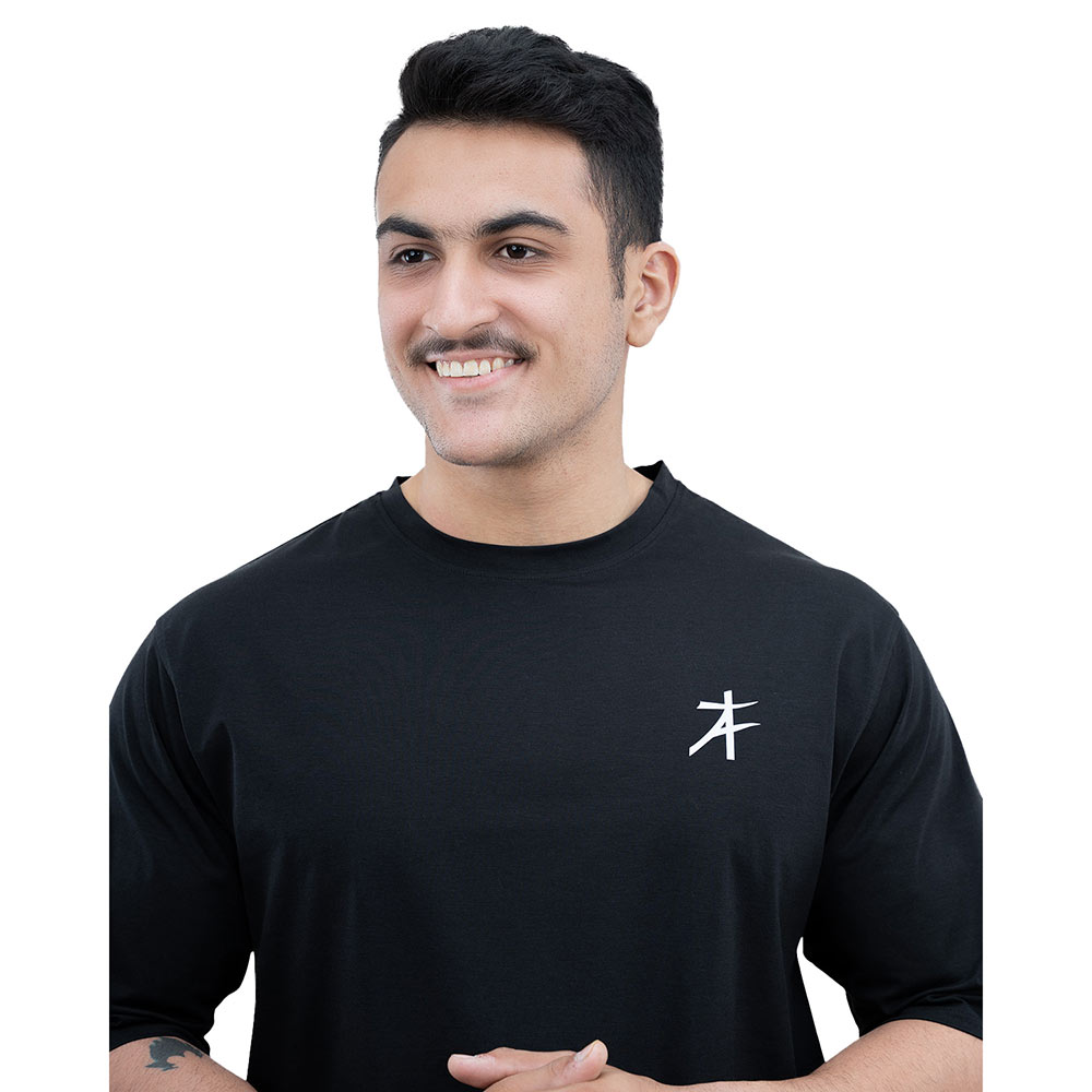 5 - Athflex Men's Premium Training Oversize Half-Sleeve T-Shirt,  Medium  Black 